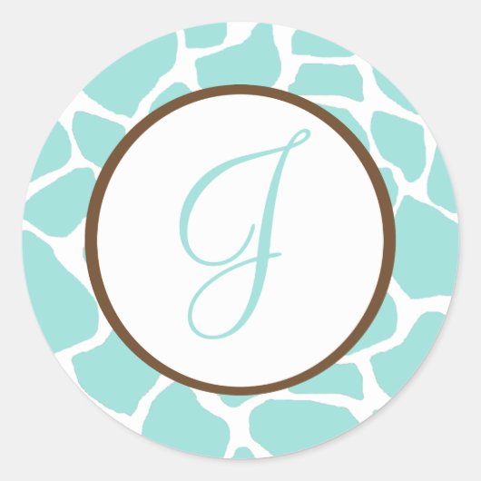 Giraffe Print Monogrammed Stickers (Voorkant)
