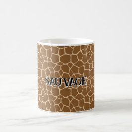 Giraffe Print Mug with "Sauvage" Text Koffiemok