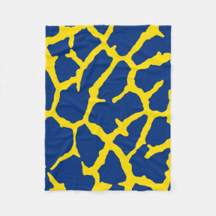 Giraffe Print Navy Yellow Fleece Deken