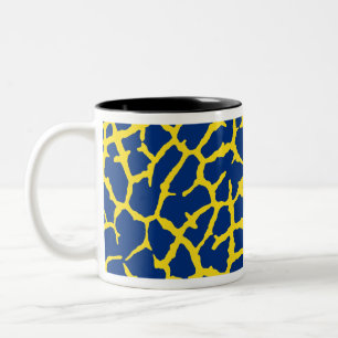 Giraffe Print Navy Yellow Tweekleurige Koffiemok