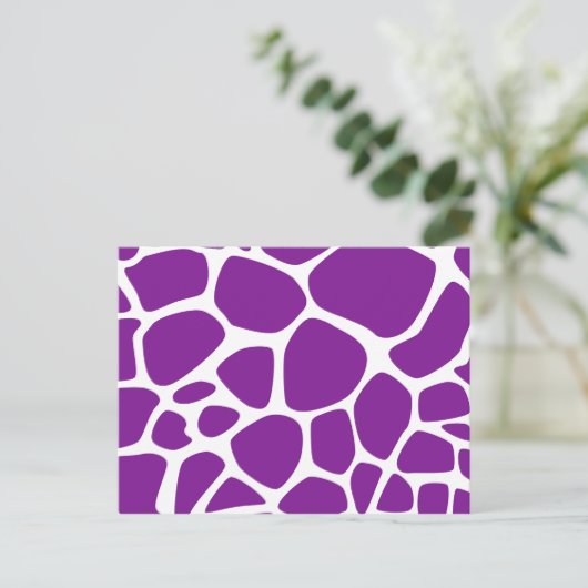 Giraffe Print, Paarse Giraffe, proefdruk Briefkaart (Staand voorkant)