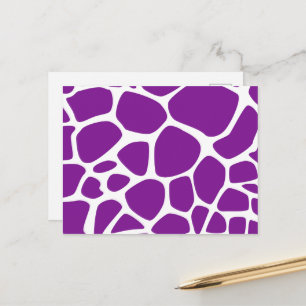 Giraffe Print, Paarse Giraffe, proefdruk Briefkaart