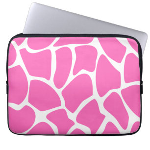 Giraffe Print Pattern in Bright Pink. Laptop Sleeve