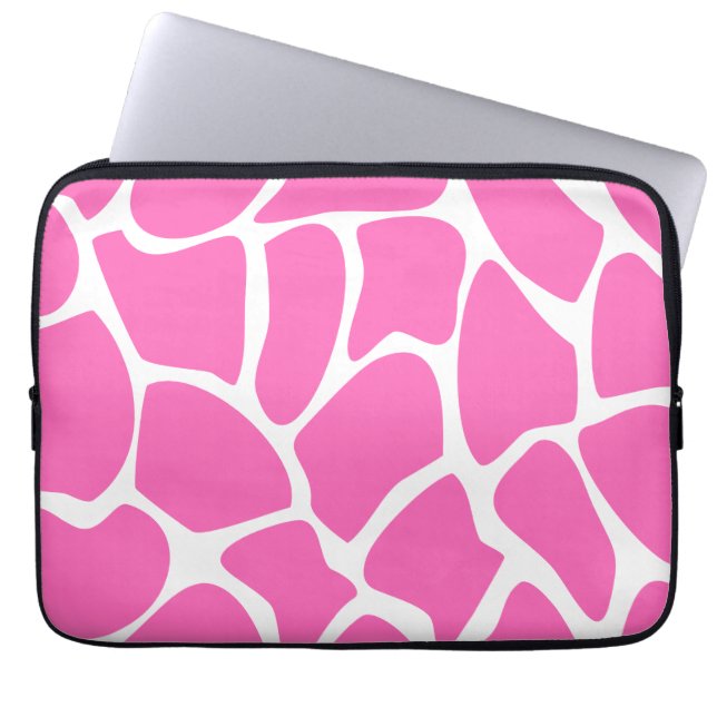 Giraffe Print Pattern in Bright Pink. Laptop Sleeve (Voorkant)