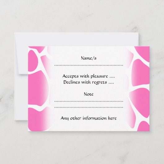 Giraffe Print Pattern in Bright Pink. RSVP Kaartje (Voorkant)