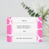 Giraffe Print Pattern in Bright Pink. RSVP Kaartje (Staand voorkant)