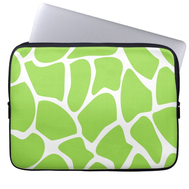 Giraffe Print Pattern in Lime Green. Laptop Sleeve (Voorkant)