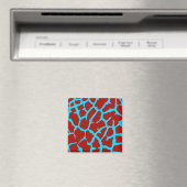 Giraffe Print Red Cyan Magneet (Insitu (Vaatwasser))