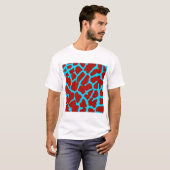 Giraffe Print Red Cyan T-shirt (Voorkant volledig)