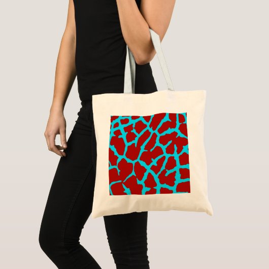 Giraffe Print Red Cyan Tote Bag (Voorkant (product))
