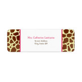 Giraffe Print & Roze Adreslabel Sticker (Voorkant)