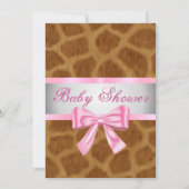 Giraffe Print Roze Bow Baby shower Uitnodiging (Voorkant)