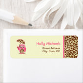 Giraffe Print & Roze Uil Baby shower Labels (Insitu)