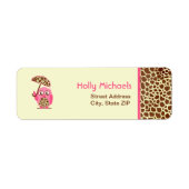 Giraffe Print & Roze Uil Baby shower Labels (Voorkant)