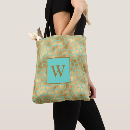Giraffe printmunt en gouden munt tote bag (Dichtbij)