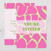 Giraffe printpatroon, helderroze en kalkgroen kaart (Voorkant / Achterkant)