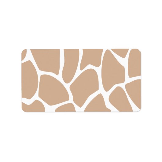 Giraffe printpatroon in beige. etiket (Voorkant)