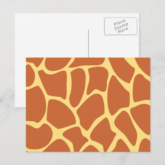 Giraffe printpatroon in bruin en geel. briefkaart (Voorkant / Achterkant)