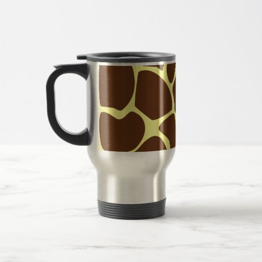Giraffe printpatroon in donkerbruin. reisbeker (Links)