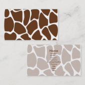 Giraffe printpatroon in donkerbruin. visitekaartje (Voorkant / Achterkant)