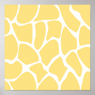 Giraffe printpatroon in geel. poster