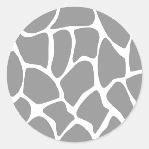 Giraffe printpatroon in grijs. ronde sticker