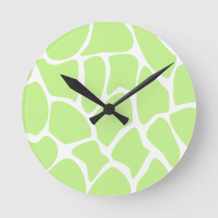 Giraffe printpatroon in Light Lime Green. Ronde Klok