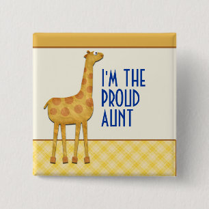 Giraffe Proud tante/tante Pin Vierkante Button 5,1 Cm