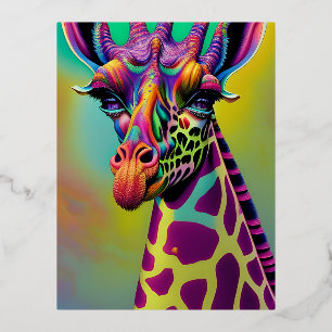 Giraffe Psychedelic Fantasy Character Portret Folie Feestdagen Briefkaart