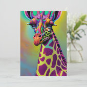 Giraffe Psychedelic Fantasy Character Portret Kaart (Staand voorkant)