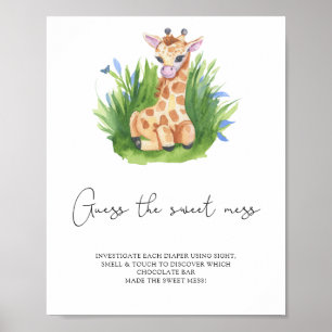 Giraffe - raad de zoete rommel spel poster