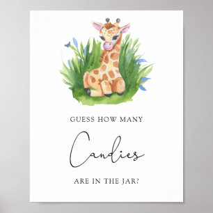 Giraffe - Raad hoeveel snoepjes Poster