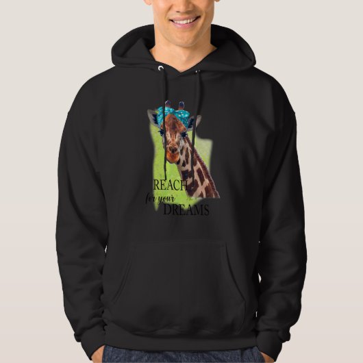 Giraffe Reach voor uw droombeeld Inspirerend Hoodie (Voorkant)