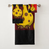 Giraffe Red Black Pset Bathroom-handdoekjes Bad Handdoek (Insitu)