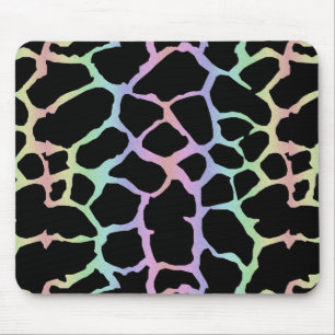 Giraffe, regenboog en zwart ontwerp muismat