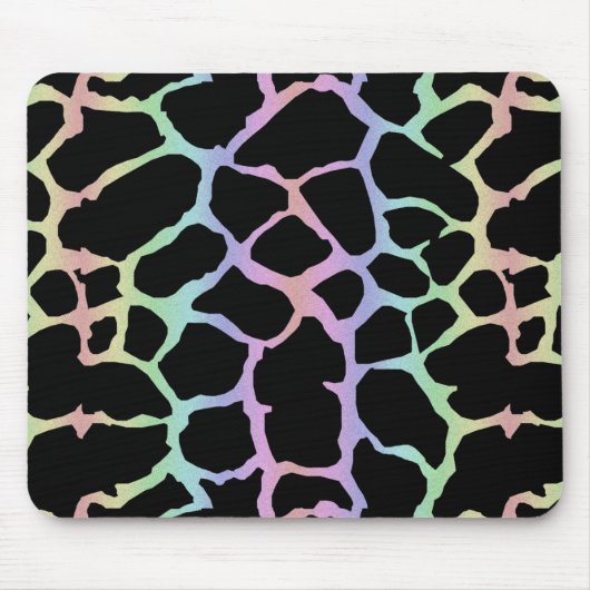 Giraffe, regenboog en zwart ontwerp muismat (Voorkant)