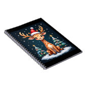 Giraffe Reindeer Hat Santa Christmas Tree Funny Xm Notitieboek (Rechterzijde)