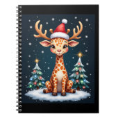 Giraffe Reindeer Hat Santa Christmas Tree Funny Xm Notitieboek (Voorkant)