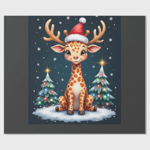 Giraffe Rendier Hoed Kerstman Kerstboom Grappig Xm Cadeaupapier