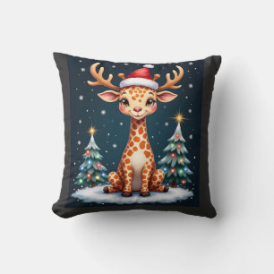Giraffe Rendier Hoed Kerstman Kerstboom Grappig Xm Kussen