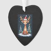 Giraffe Rendier Hoed Kerstman Kerstboom Grappig Xm Ornament (voorkant)