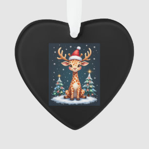 Giraffe Rendier Hoed Kerstman Kerstboom Grappig Xm Ornament