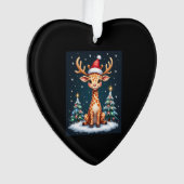 Giraffe Rendier Hoed Kerstman Kerstboom Grappig Xm Ornament (voorkant)