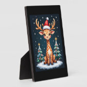 Giraffe Rendier Hoed Kerstman Kerstboom Grappige K Fotoplaat (Zijkant)