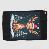 Giraffe Rendier Pet Kerstboom Funny Xm Golfhanddoek (Horizontaal)