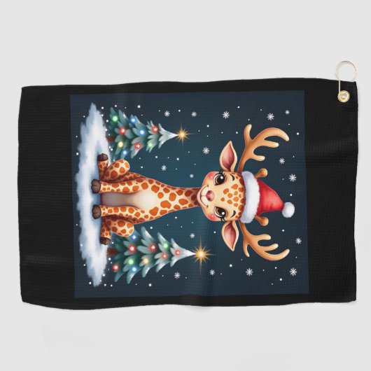 Giraffe Rendier Pet Kerstboom Funny Xm Golfhanddoek (Horizontaal)