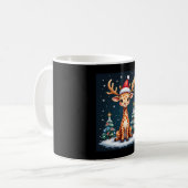 Giraffe Rendier Pet Kerstboom Funny Xm Koffiemok (Voorkant links)