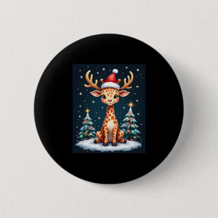 Giraffe Rendier Pet Kerstboom Funny Xm Ronde Button 5,7 Cm
