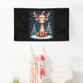 Giraffe Rendier Pet Kerstboom Funny Xm Spandoek (Insitu)