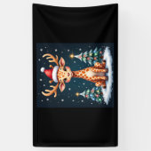 Giraffe Rendier Pet Kerstboom Funny Xm Spandoek (Verticaal)